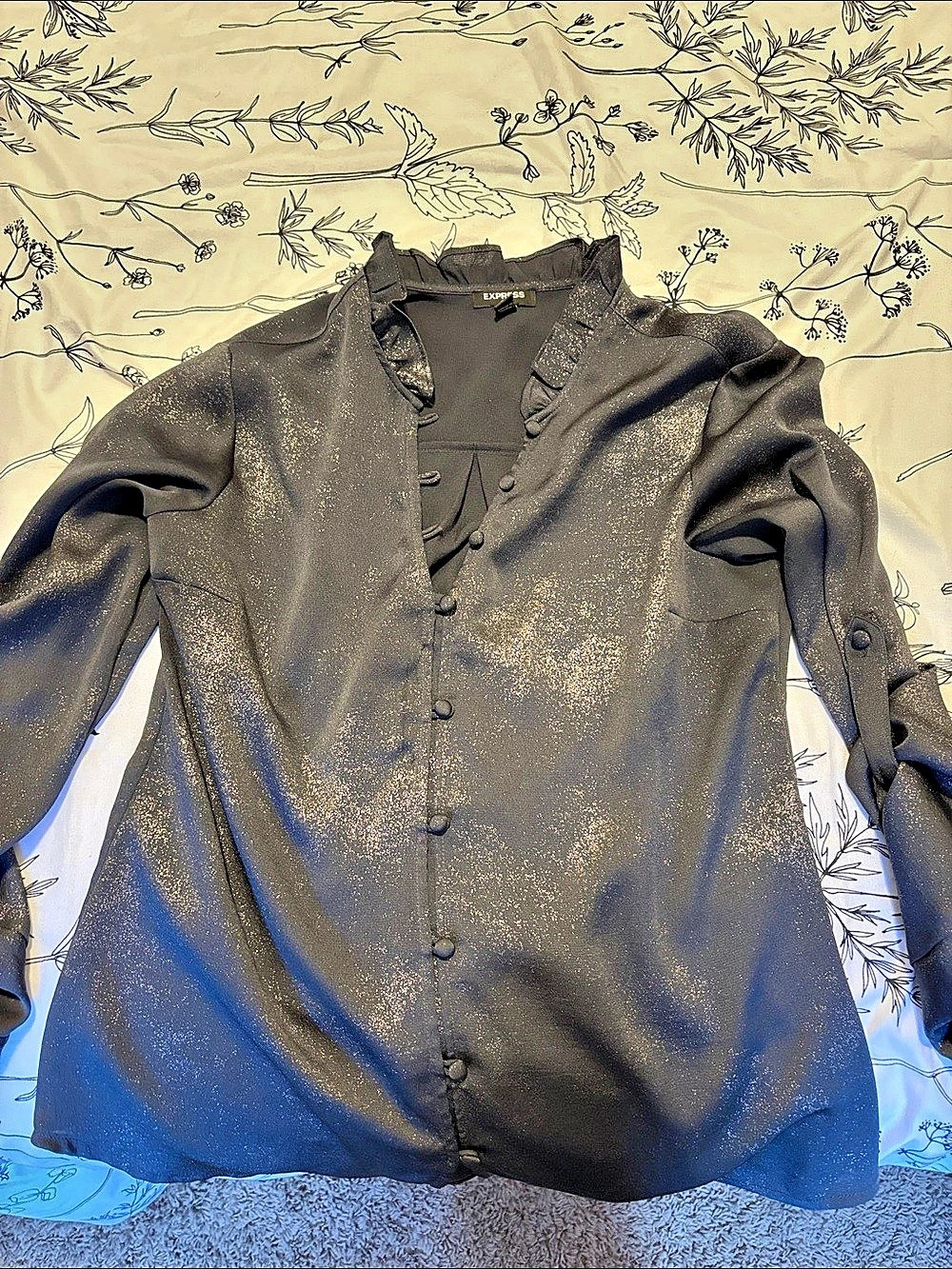 Express Black Button Front Blouse